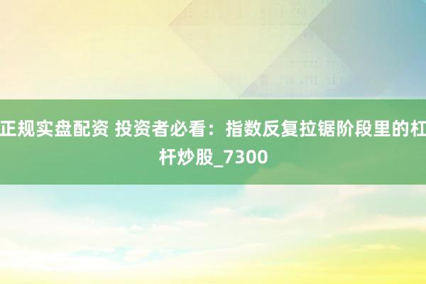 正规实盘配资 投资者必看：指数反复拉锯阶段里的杠杆炒股_7300