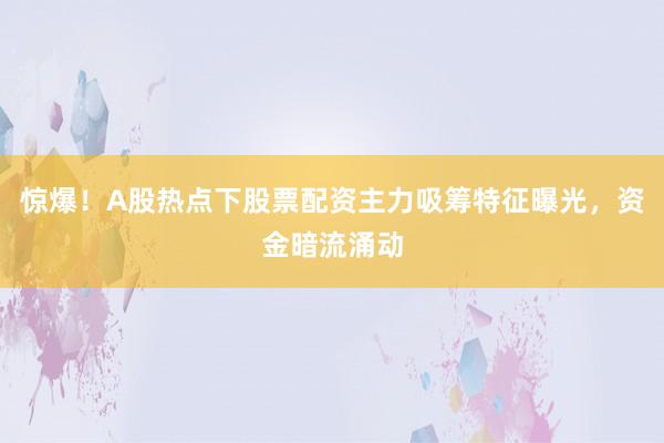 惊爆！A股热点下股票配资主力吸筹特征曝光，资金暗流涌动