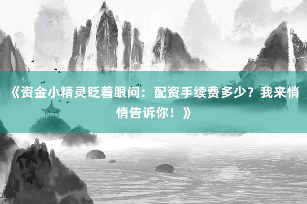 《资金小精灵眨着眼问：配资手续费多少？我来悄悄告诉你！》
