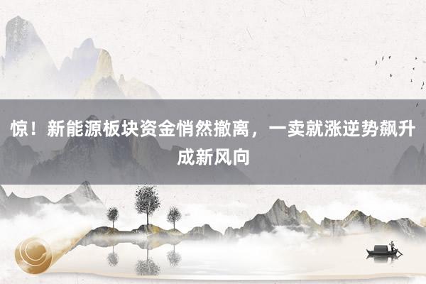 惊！新能源板块资金悄然撤离，一卖就涨逆势飙升成新风向