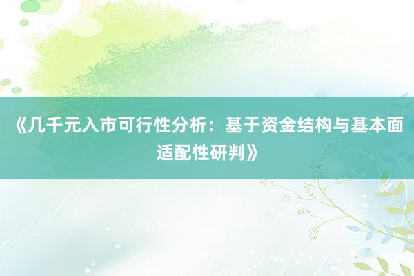 《几千元入市可行性分析：基于资金结构与基本面适配性研判》