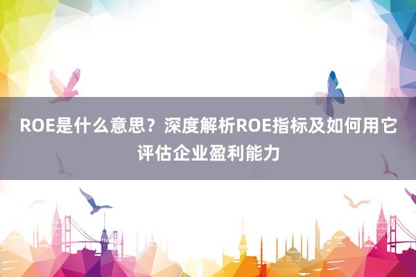 ROE是什么意思？深度解析ROE指标及如何用它评估企业盈利能力