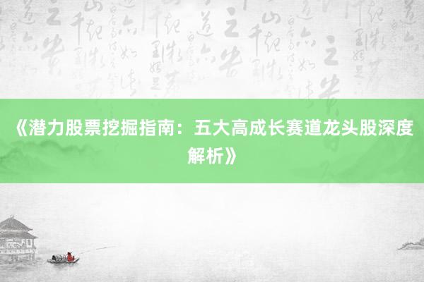 《潜力股票挖掘指南：五大高成长赛道龙头股深度解析》