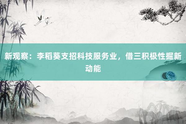 新观察：李稻葵支招科技服务业，借三积极性掘新动能