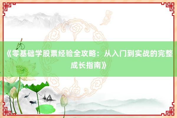 《零基础学股票经验全攻略：从入门到实战的完整成长指南》