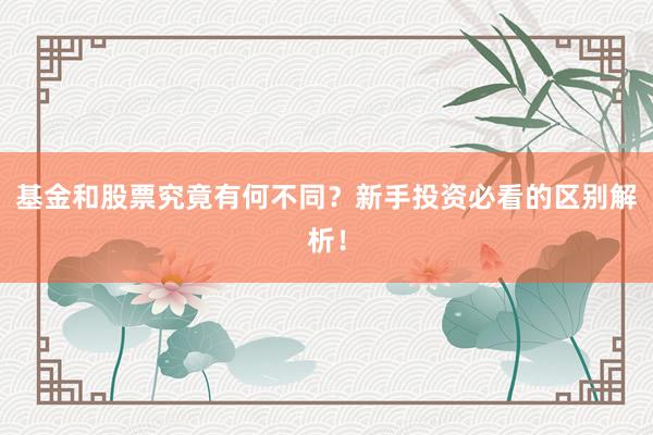 基金和股票究竟有何不同？新手投资必看的区别解析！