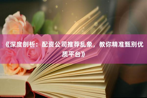 《深度剖析：配资公司推荐乱象，教你精准甄别优质平台》