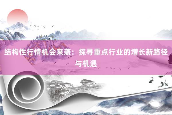 结构性行情机会来袭:探寻重点行业的增长新路径与机遇