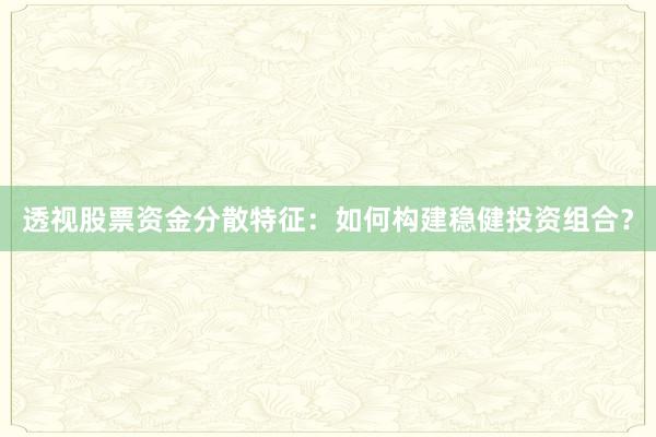透视股票资金分散特征：如何构建稳健投资组合？