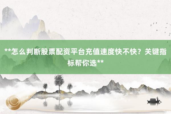 **怎么判断股票配资平台充值速度快不快？关键指标帮你选**