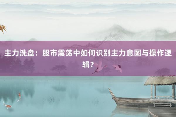 主力洗盘：股市震荡中如何识别主力意图与操作逻辑？