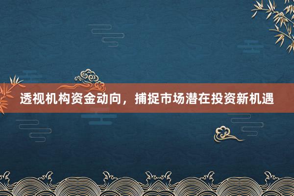 透视机构资金动向，捕捉市场潜在投资新机遇