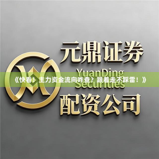 《快看！主力资金流向咋查？跟着走不踩雷！》